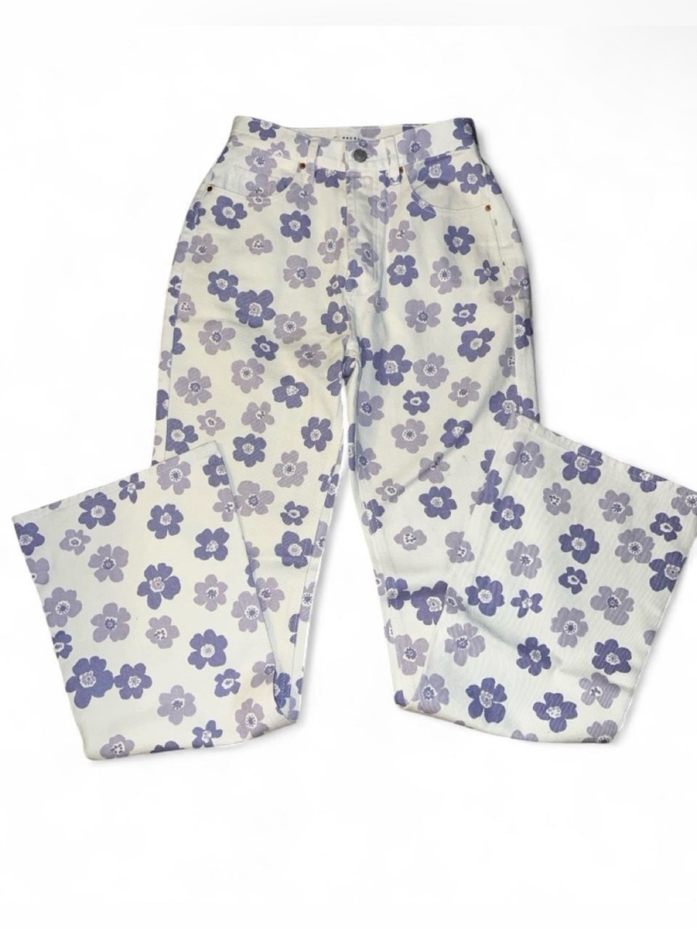 PacSun White Jeans with Lavender Floral Print